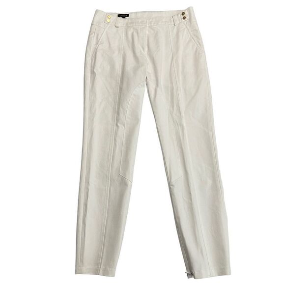 ESCADA WHITE MIDRISE SLIM ANKLE TROUSER PANTS,‎ zipped hems size 36 / small - Picture 2 of 13